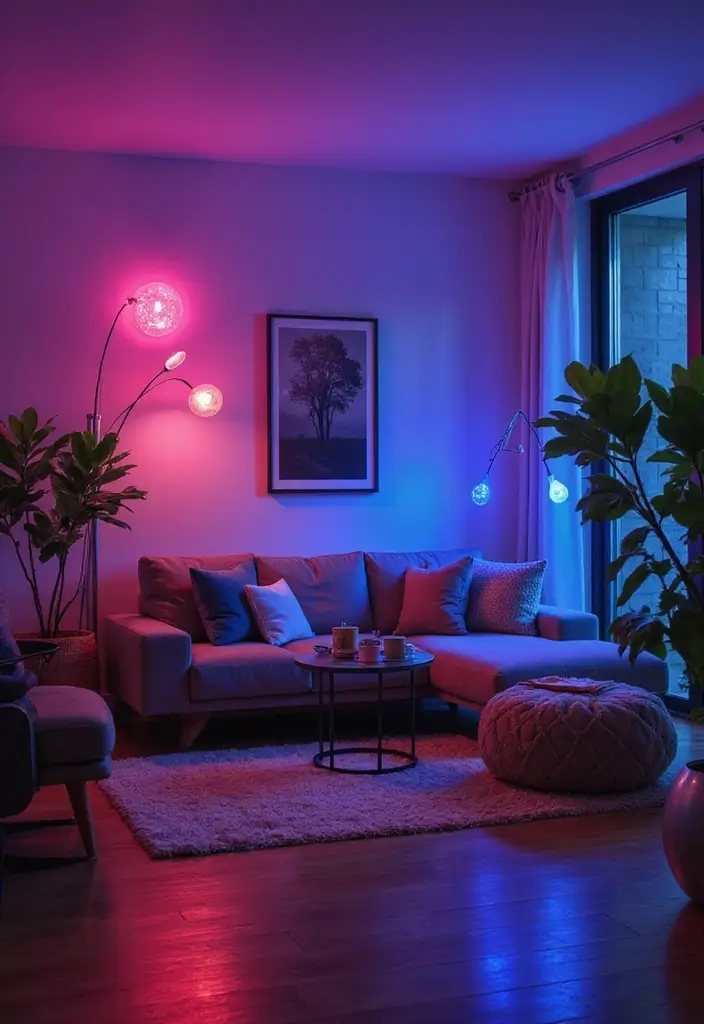 25 Modern Lighting Design Living Room Ideas That Brighten Your Space - 11. Smart LED Bulbs