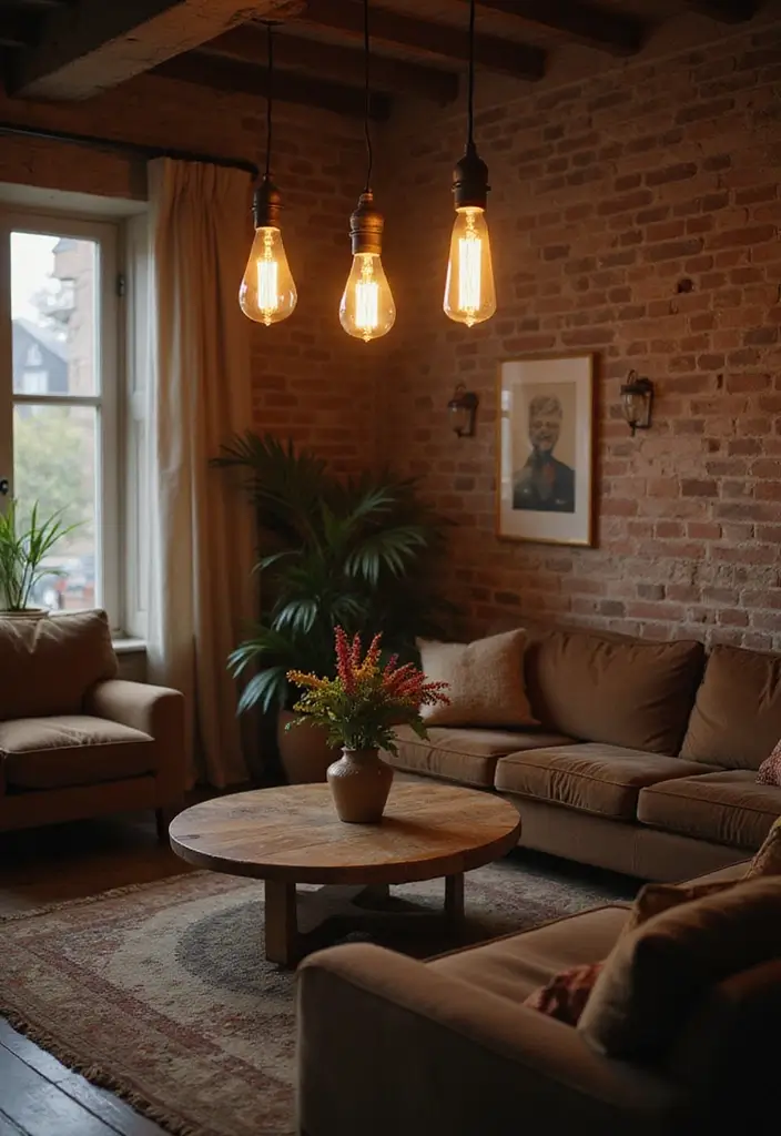 25 Modern Lighting Design Living Room Ideas That Brighten Your Space - 16. Vintage-Style Bulbs