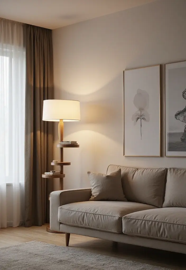 25 Modern Lighting Design Living Room Ideas That Brighten Your Space - 17. Multi-Functional Lighting