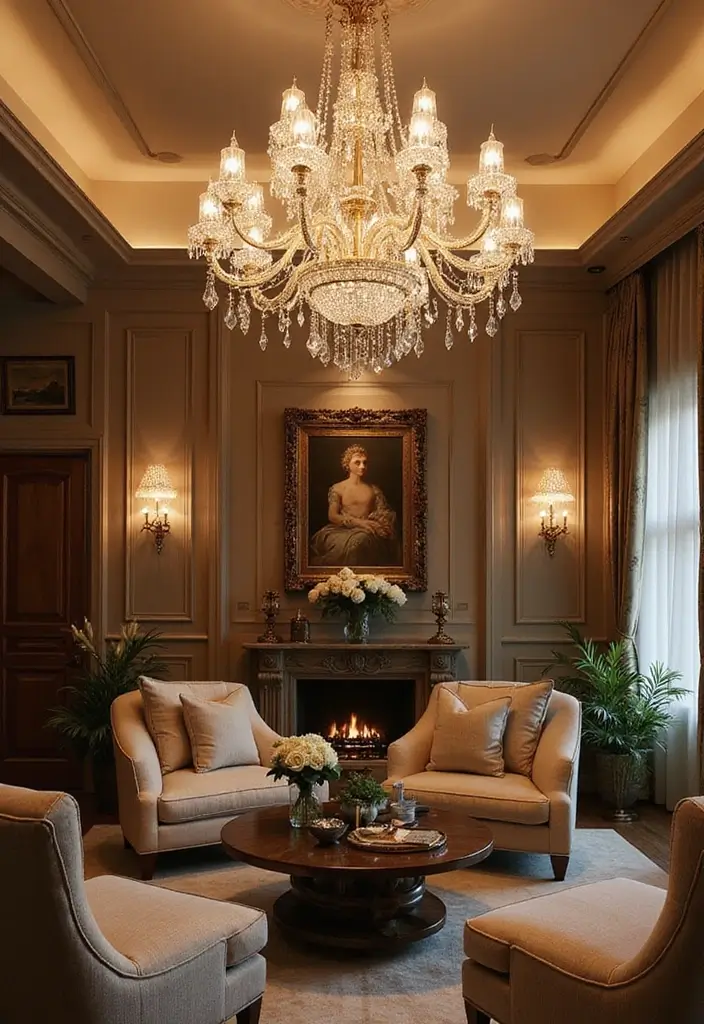 25 Modern Lighting Design Living Room Ideas That Brighten Your Space - 20. Crystal Accented Lighting