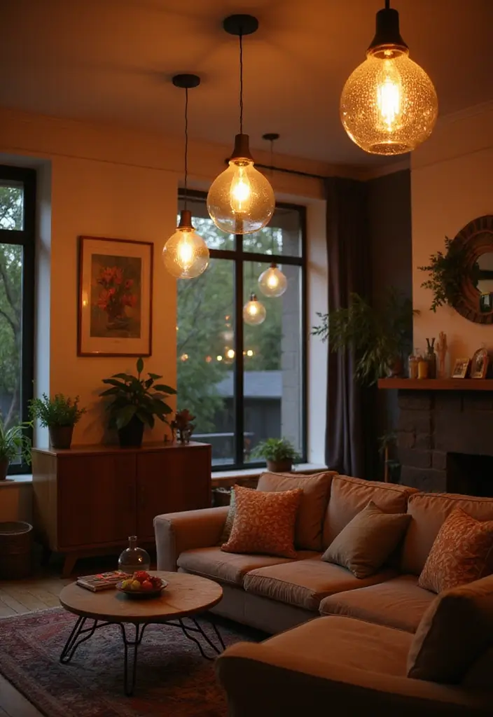 25 Modern Lighting Design Living Room Ideas That Brighten Your Space - 24. LED Globe Lights