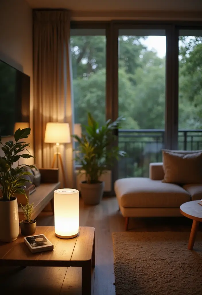 25 Modern Lighting Design Living Room Ideas That Brighten Your Space - 5. Solar-Powered Table Lamps