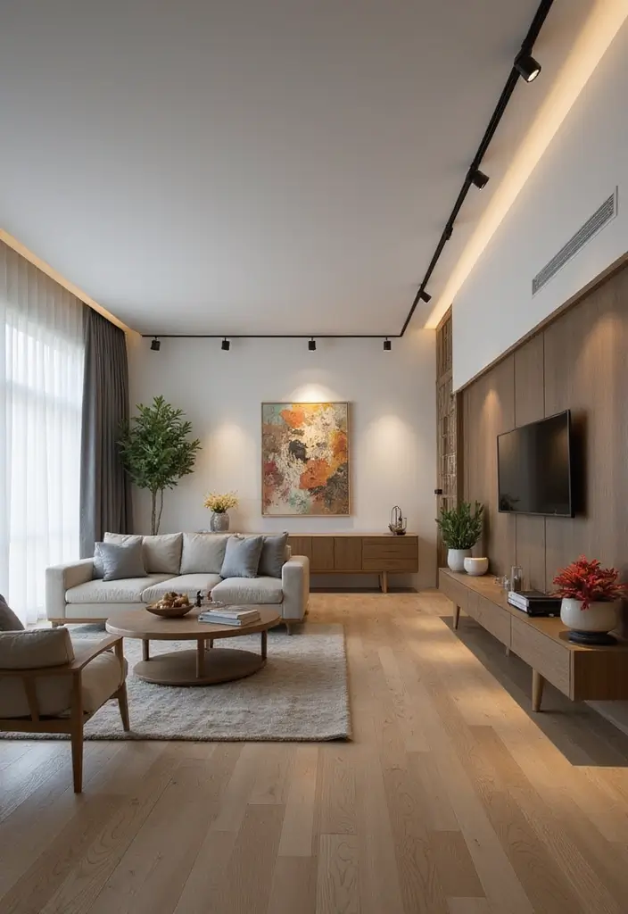 25 Modern Lighting Design Living Room Ideas That Brighten Your Space - 7. Minimalist Track Lighting