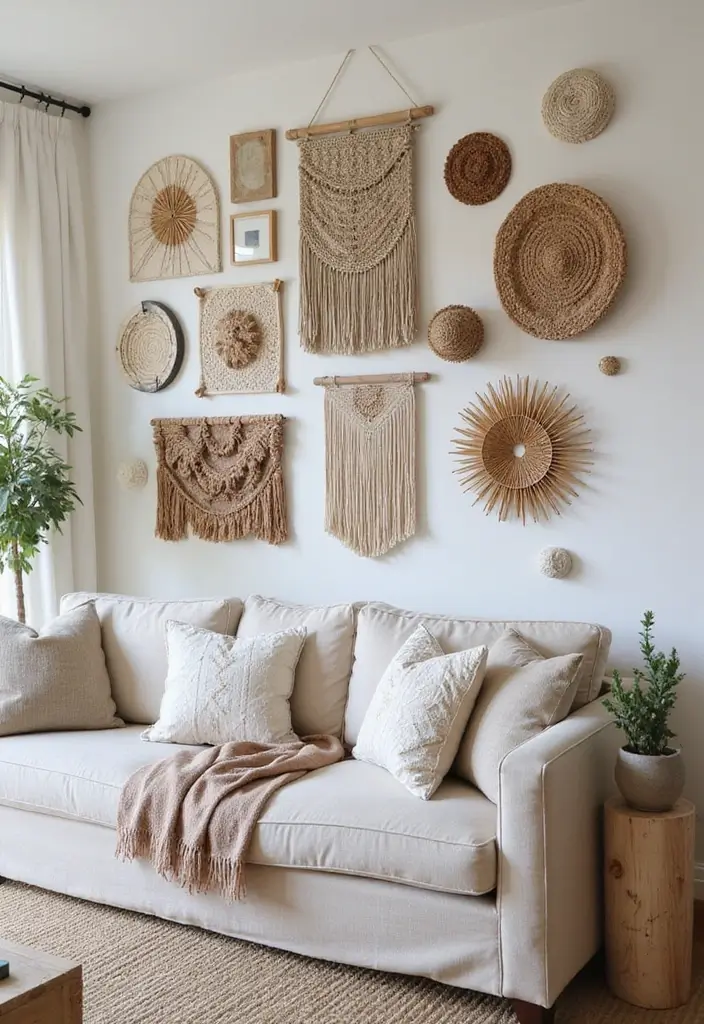 27 Art Wall Living Room Ideas That Feel Creative and Expressive - 12. Textured Wall Art for Added Interest