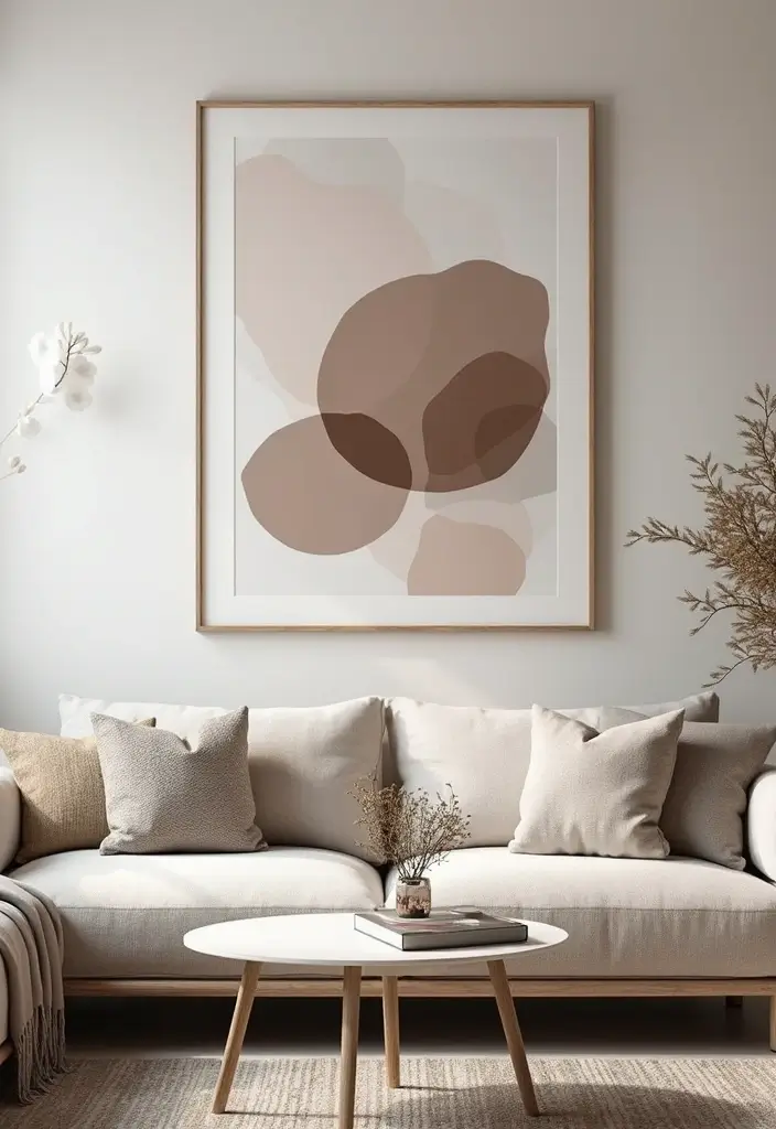 27 Art Wall Living Room Ideas That Feel Creative and Expressive - 15. Monochromatic Art Displays