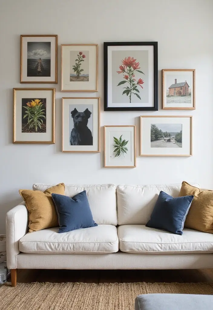27 Art Wall Living Room Ideas That Feel Creative and Expressive - 23. Personal Art Collections