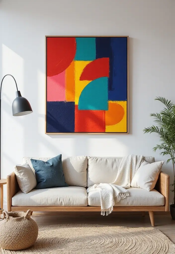 27 Art Wall Living Room Ideas That Feel Creative and Expressive - 7. Bold Colors to Make a Statement