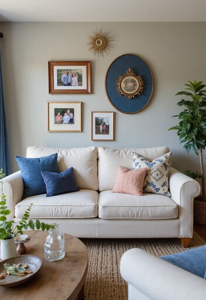 27 Blue and Copper Living Room Ideas That Feel Chic and Unique - 19. Personalized Details