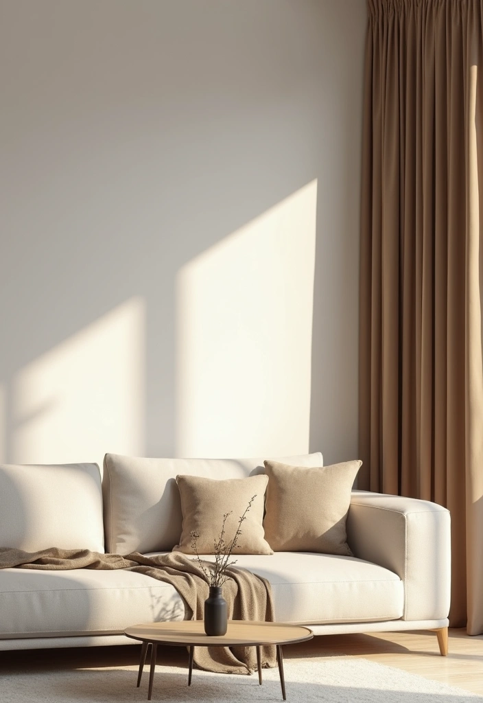 27 Brown Curtains Living Room Ideas That Feel Warm and Elegant - 15. Minimalist Style with Clean Lines