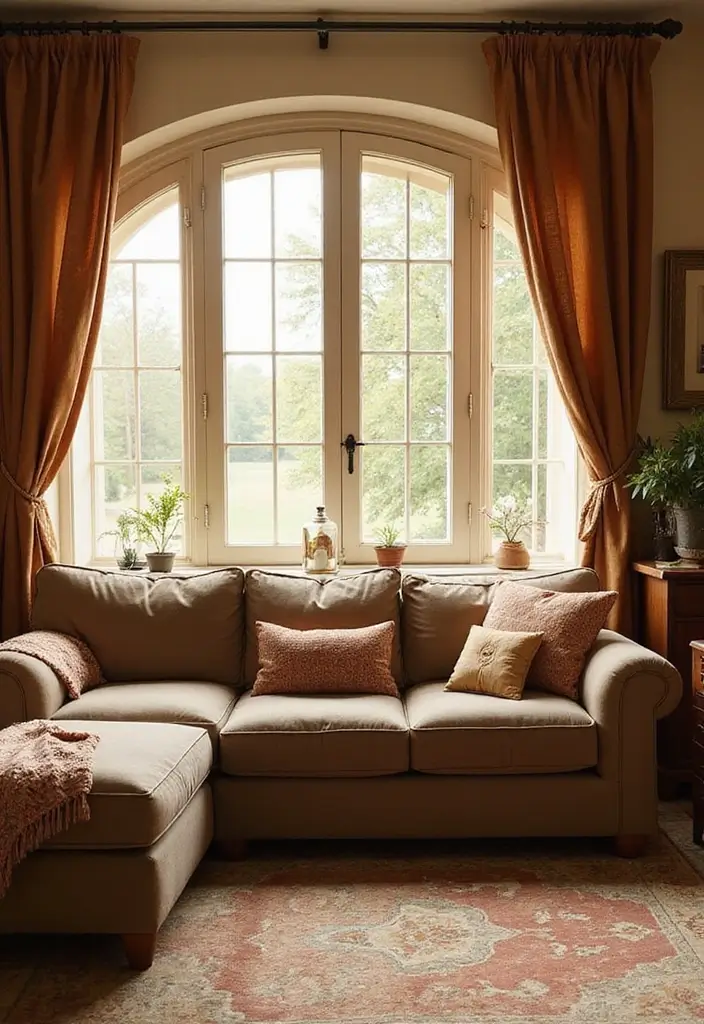 27 Brown Curtains Living Room Ideas That Feel Warm and Elegant - 27. Seasonal Switch: Changing Curtain Fabrics