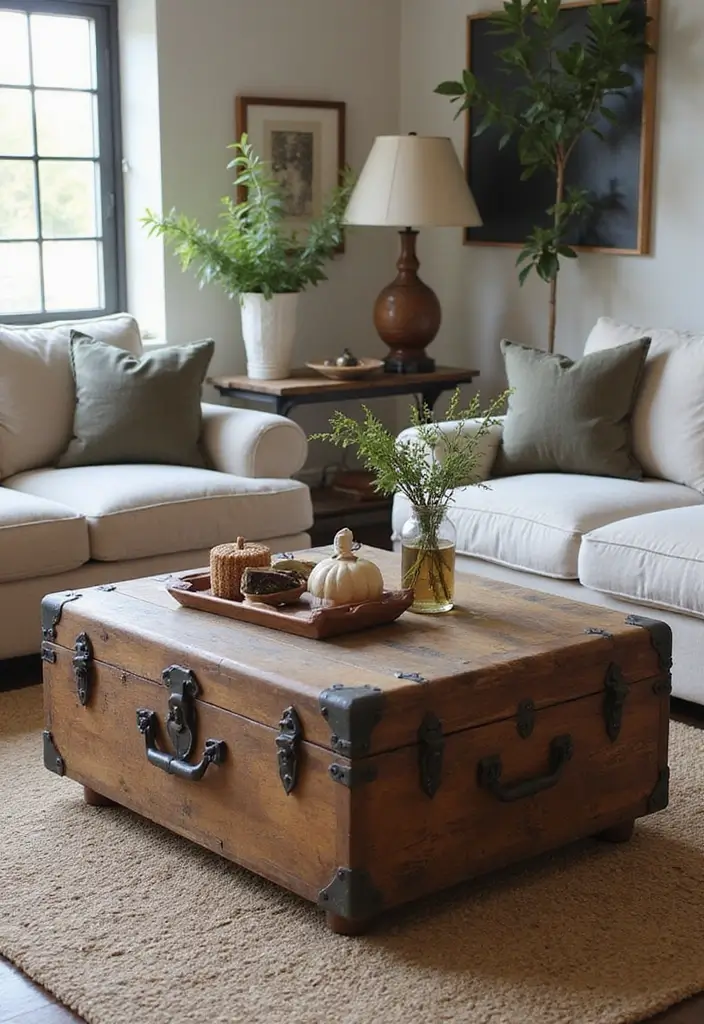 27 Cozy Country Living Room Ideas That Feel Inviting and Timeless - 11. Unique Coffee Tables