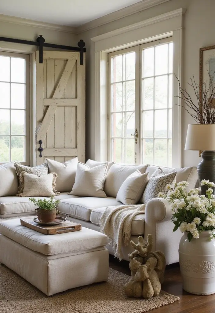 27 Cozy Country Living Room Ideas That Feel Inviting and Timeless - 15. Farmhouse-Style Accents