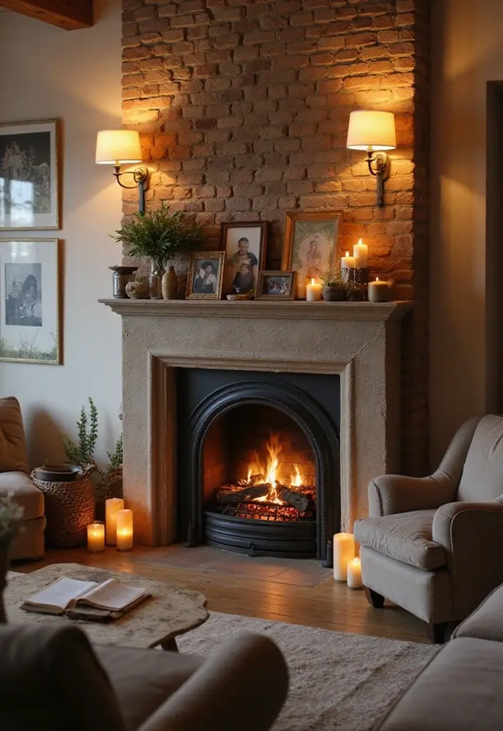 27 Cozy Country Living Room Ideas That Feel Inviting and Timeless - 16. Create a Fireplace Focal Point