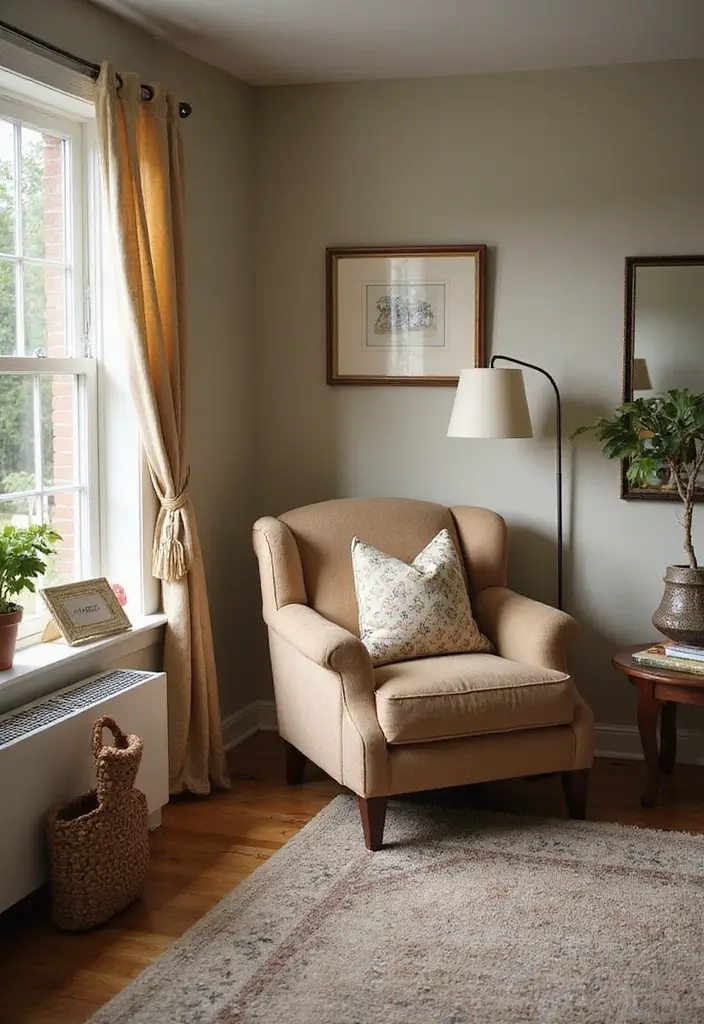 27 Cozy Country Living Room Ideas That Feel Inviting and Timeless - 18. Create a Reading Corner