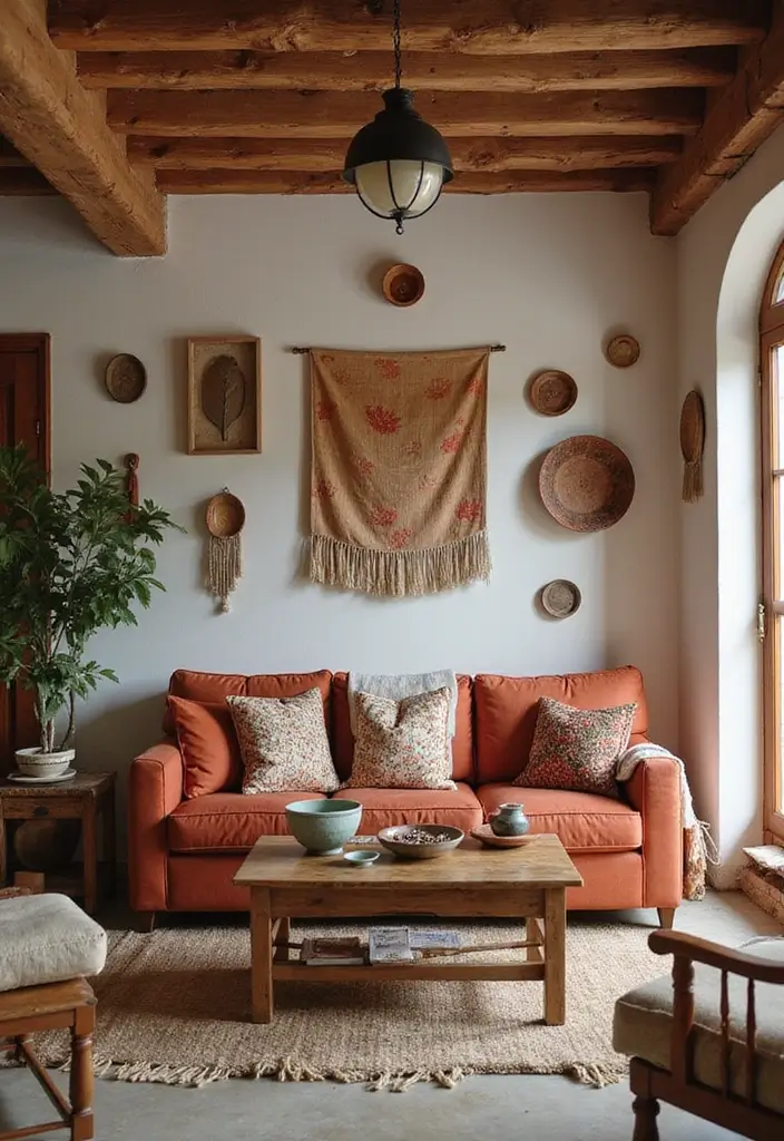 27 Cozy Country Living Room Ideas That Feel Inviting and Timeless - 19. Emphasize Handmade Elements