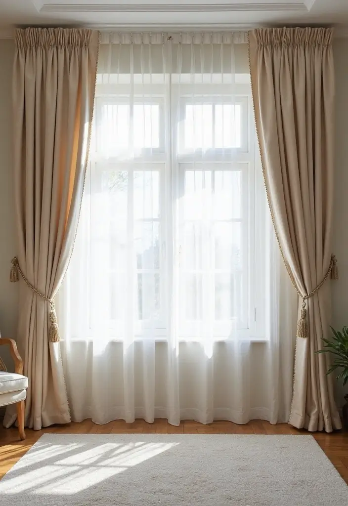 27 Double Wide Living Room Ideas That Feel Spacious and Comfortable - 15. Use of Curtains