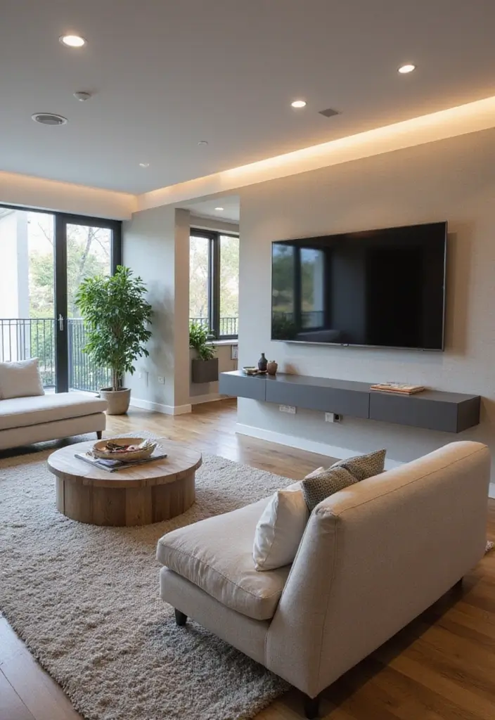 27 Double Wide Living Room Ideas That Feel Spacious and Comfortable - 17. Incorporating Technology