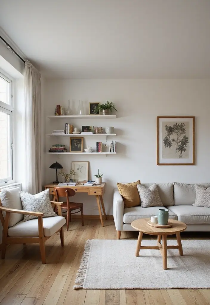 27 Double Wide Living Room Ideas That Feel Spacious and Comfortable - 25. Wall-Mounted Furniture