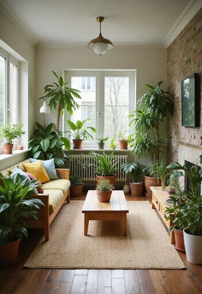 27 Double Wide Living Room Ideas That Feel Spacious and Comfortable - 7. Greenery and Natural Elements