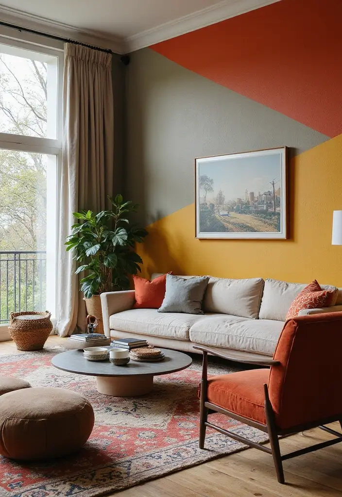 27 Double Wide Living Room Ideas That Feel Spacious and Comfortable - 8. Bold Accent Walls