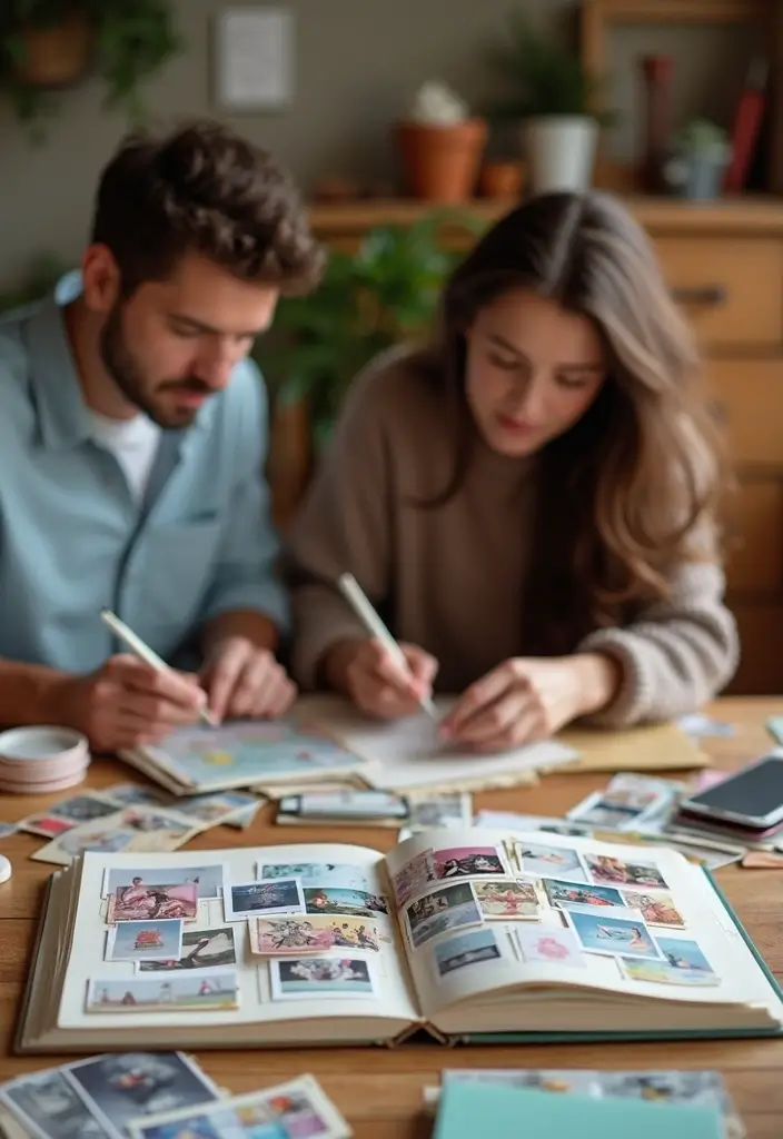 27 Living Room Date Night Ideas That Feel Romantic and Cozy - 14. Personalized Scrapbooking