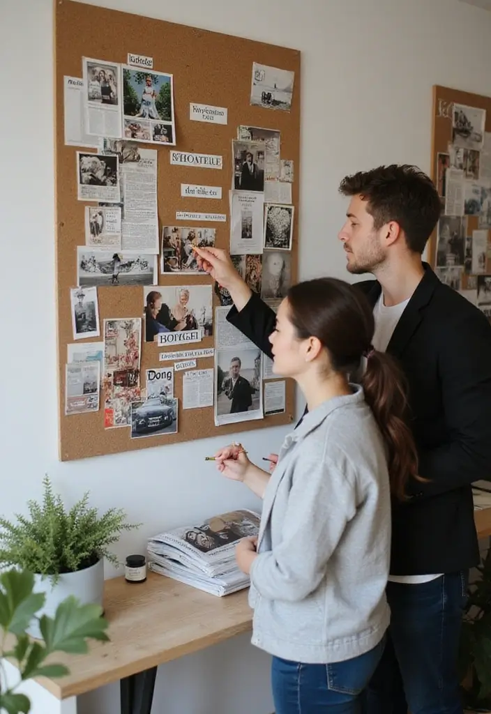 27 Living Room Date Night Ideas That Feel Romantic and Cozy - 18. Creating a Vision Board