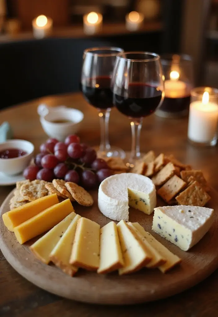 27 Living Room Date Night Ideas That Feel Romantic and Cozy - 2. Wine and Cheese Tasting Night