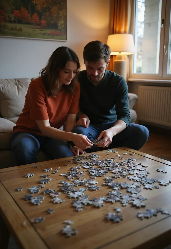 27 Living Room Date Night Ideas That Feel Romantic and Cozy - 20. Puzzle Night