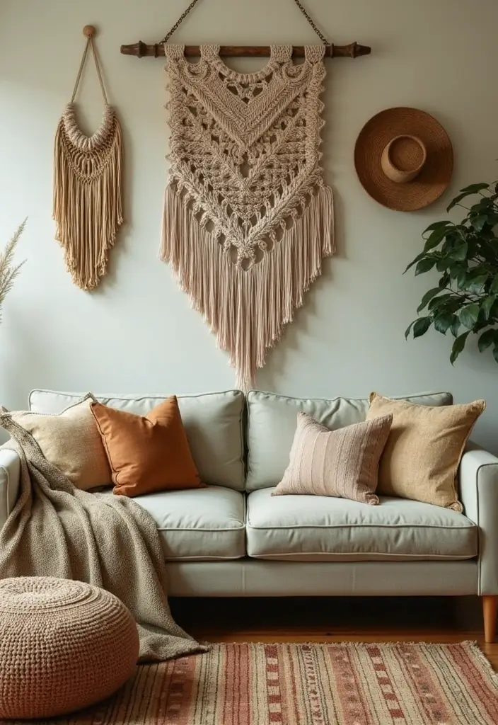 27 Living Room Olive Green Ideas That Feel Earthy and Peaceful - 16. Earthy Wall Decor