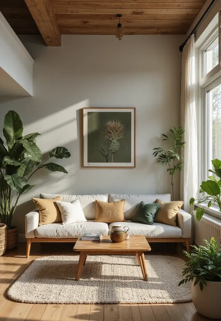 27 Living Room Olive Green Ideas That Feel Earthy and Peaceful - 3. Natural Wood Accents