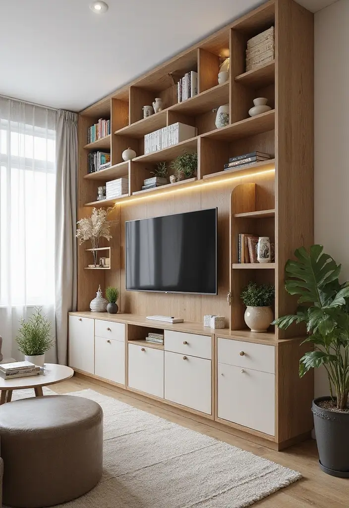 27 Modern Apartment Living Room Ideas That Feel Sleek and Compact - 11. Functional Decor