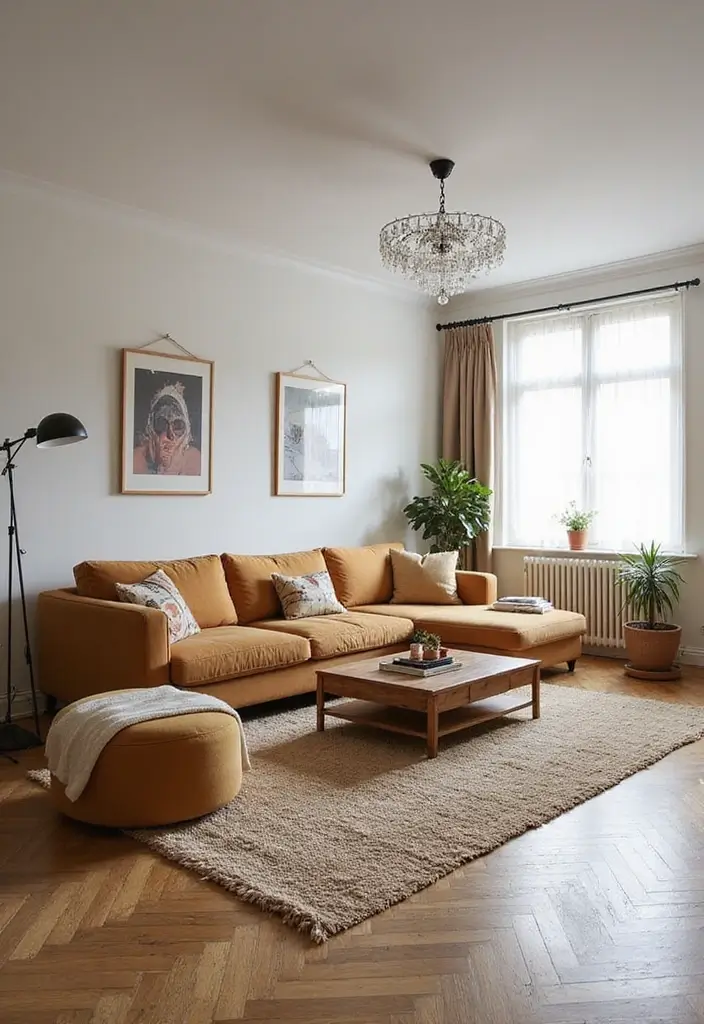 27 Modern Apartment Living Room Ideas That Feel Sleek and Compact - 16. Clever Use of Rugs