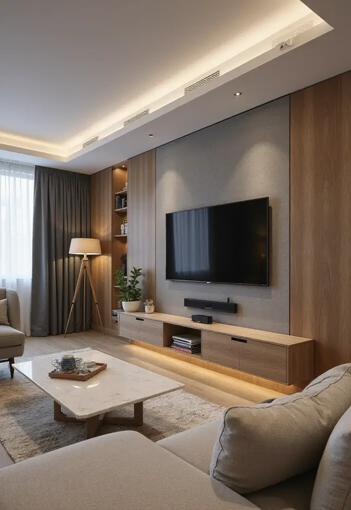27 Modern Apartment Living Room Ideas That Feel Sleek and Compact - 18. Integrated Technology