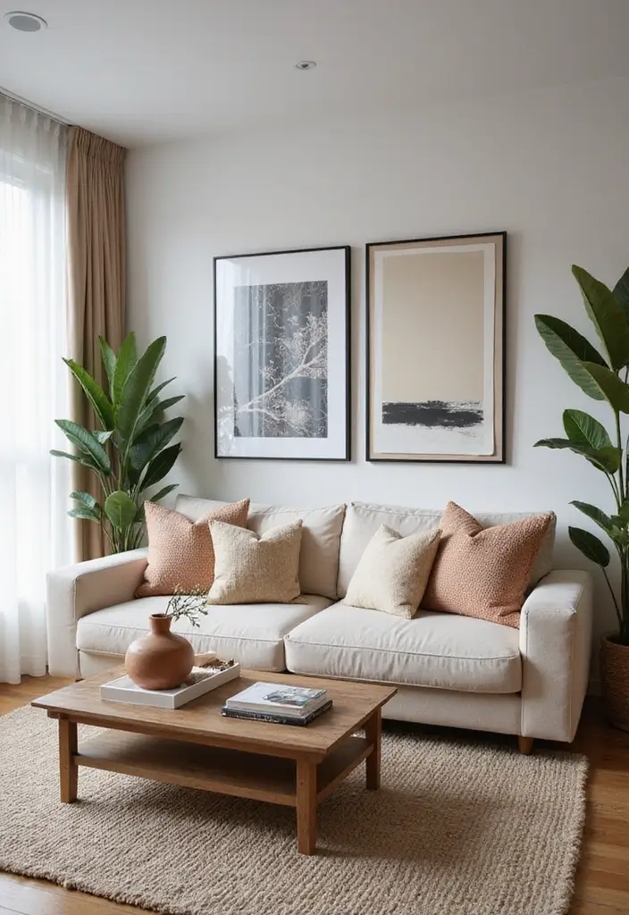 27 Modern Apartment Living Room Ideas That Feel Sleek and Compact - 20. Thoughtful Use of Accents