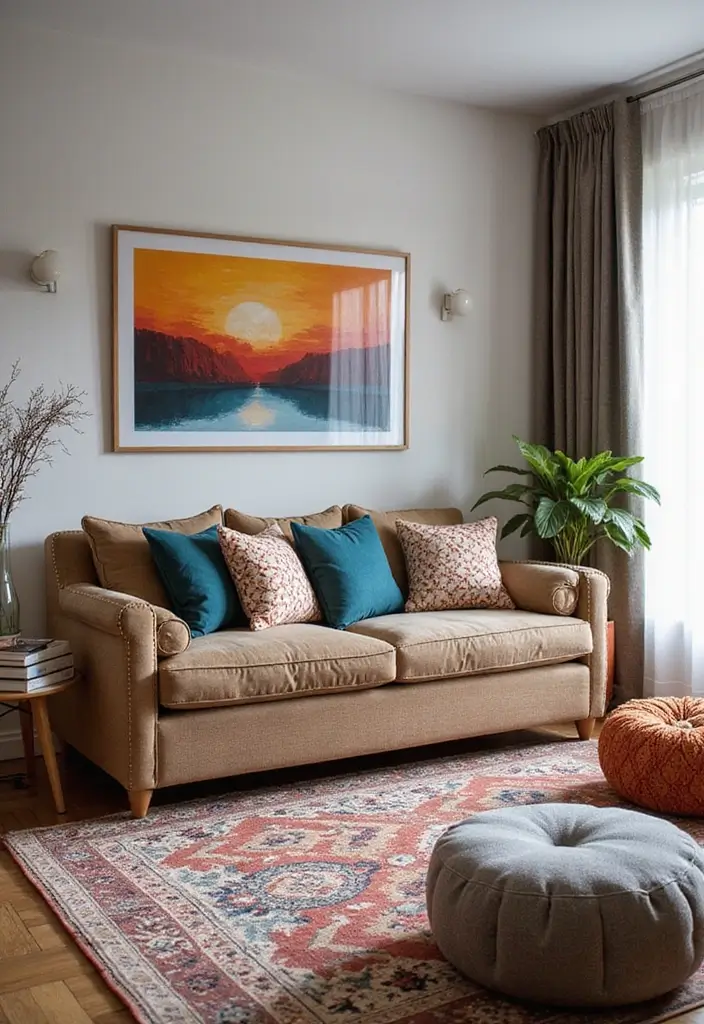 27 Modern Apartment Living Room Ideas That Feel Sleek and Compact - 24. Mixing Patterns