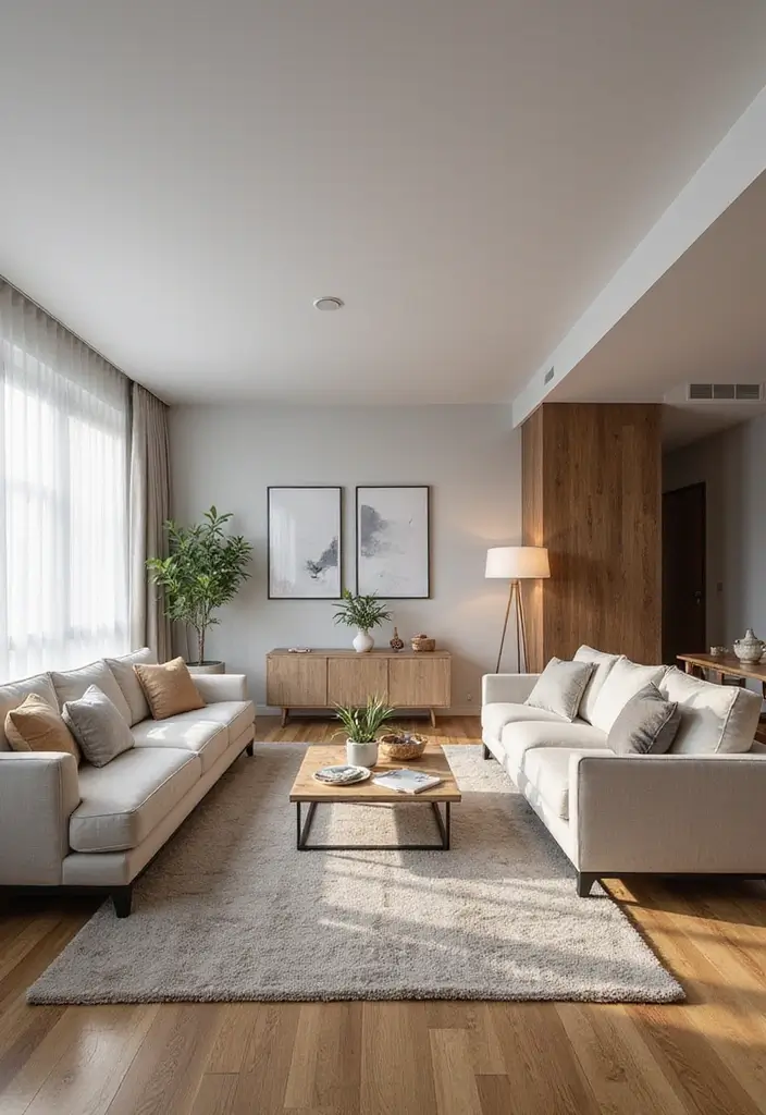 27 Modern Apartment Living Room Ideas That Feel Sleek and Compact - 25. Creating Zones with Furniture
