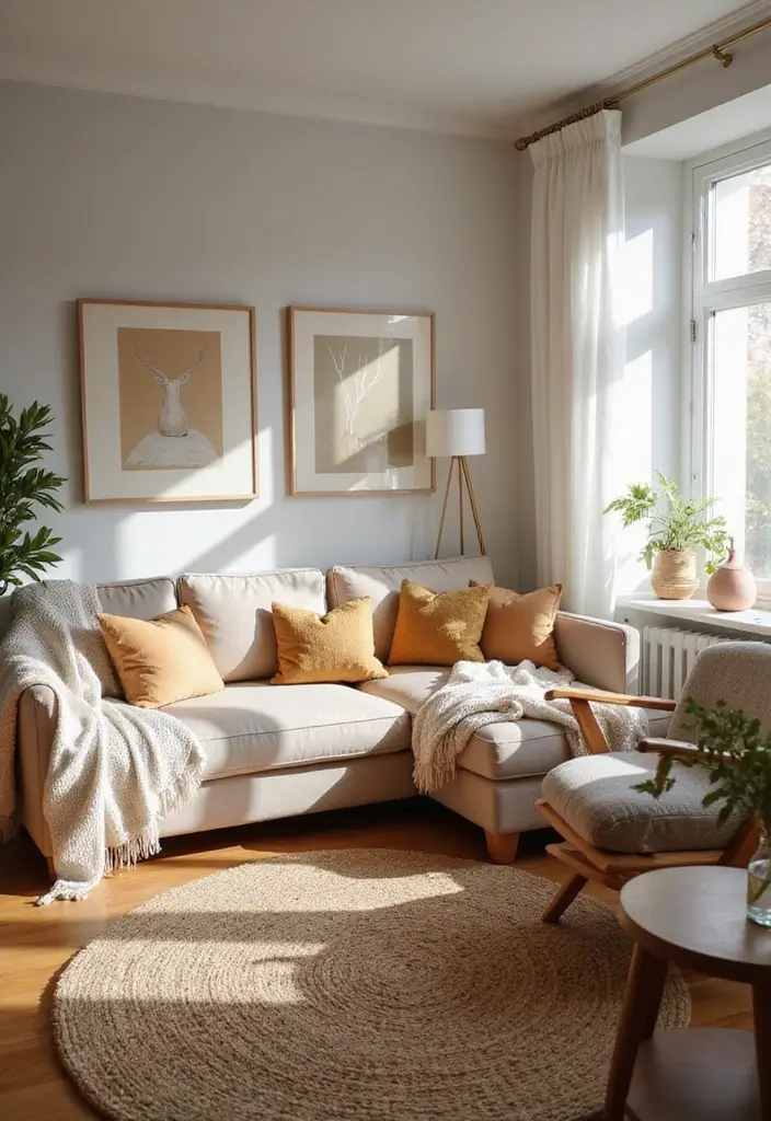 27 Modern Apartment Living Room Ideas That Feel Sleek and Compact - 3. Cozy Textiles for Comfort