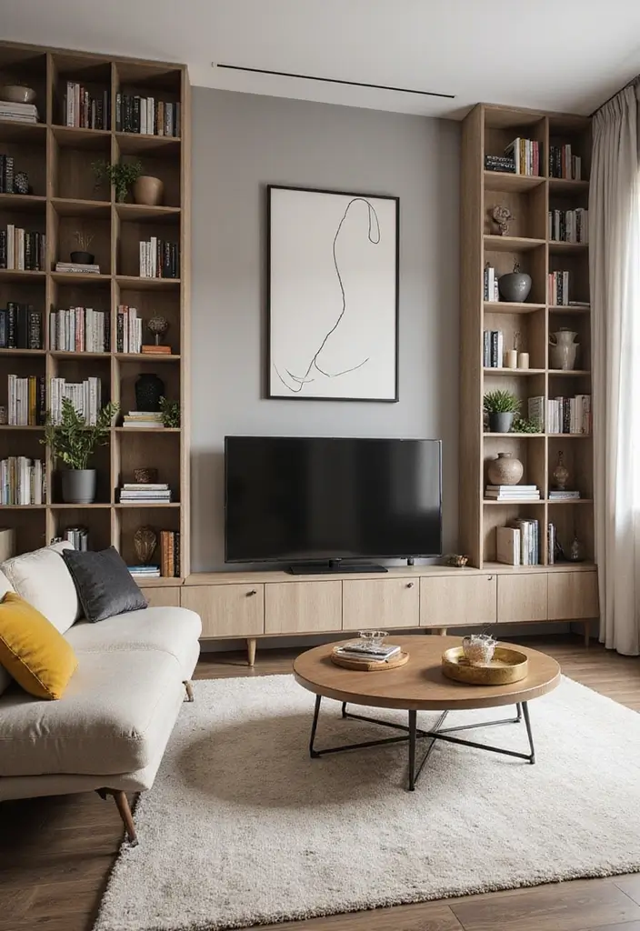 27 Modern Apartment Living Room Ideas That Feel Sleek and Compact - 5. Vertical Space Utilization