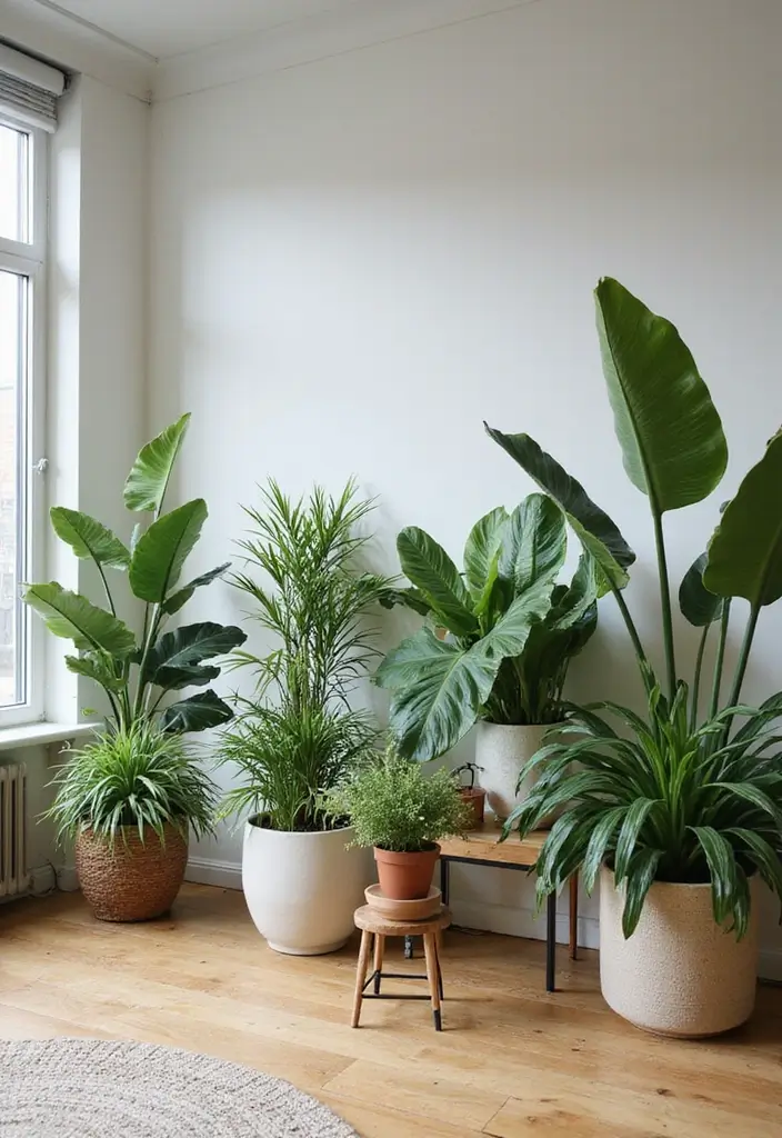 27 Modern Apartment Living Room Ideas That Feel Sleek and Compact - 8. Indoor Plants for Freshness