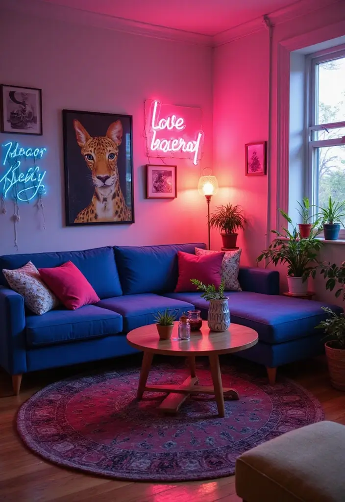 27 Neon Living Room Aesthetic Ideas That Feel Bold and Trendy - 27. Neon Inspired DIY Projects