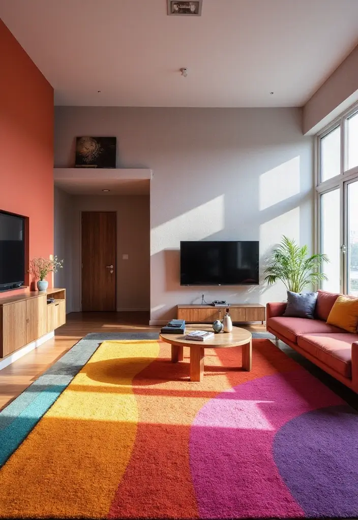 27 Neon Living Room Aesthetic Ideas That Feel Bold and Trendy - 6. Neon Rugs