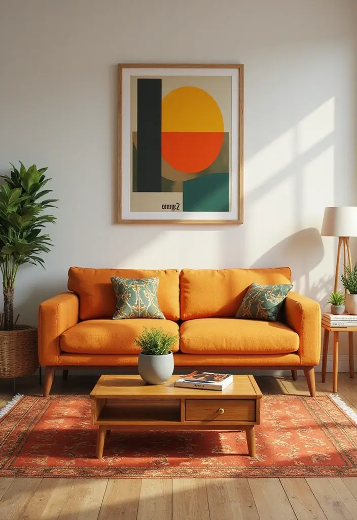 27 Sims 4 Living Room Ideas No CC That Look Realistic and Creative - 10. Mid-Century Modern