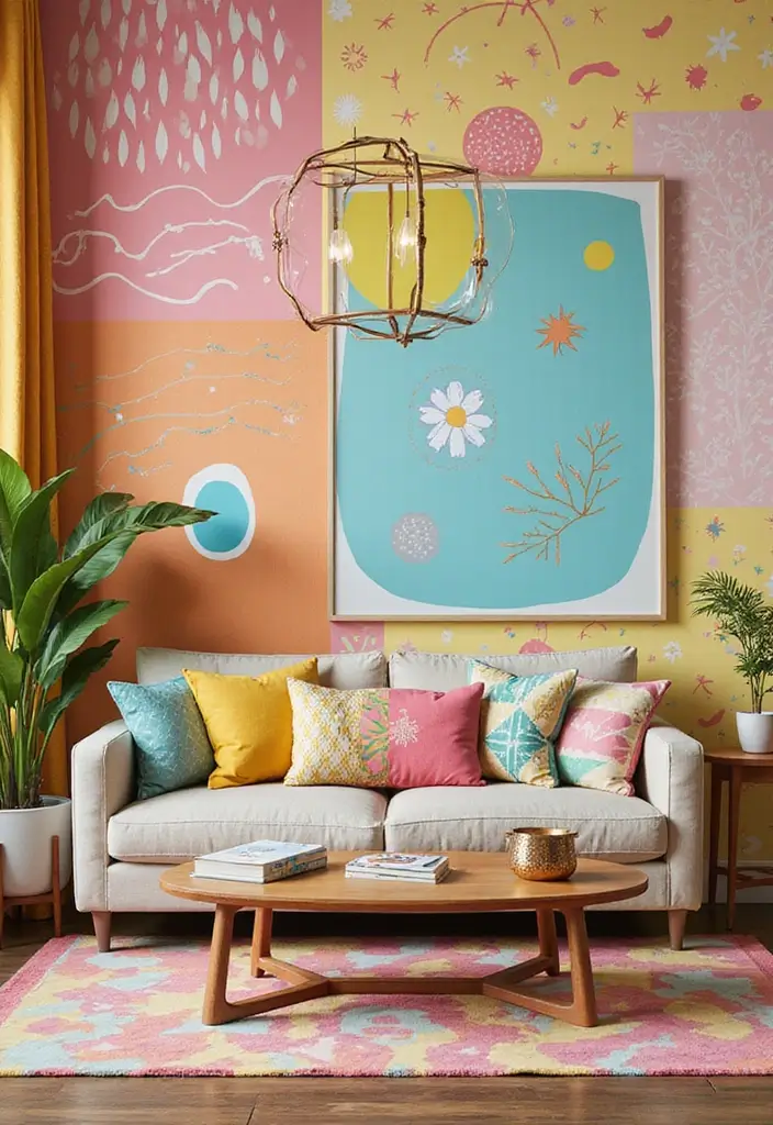 27 Sims 4 Living Room Ideas No CC That Look Realistic and Creative - 21. Playful Patterns