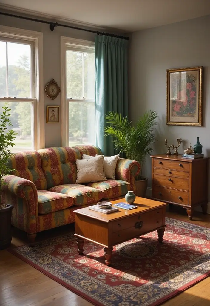 27 Sims 4 Living Room Ideas No CC That Look Realistic and Creative - 6. Vintage Vibes