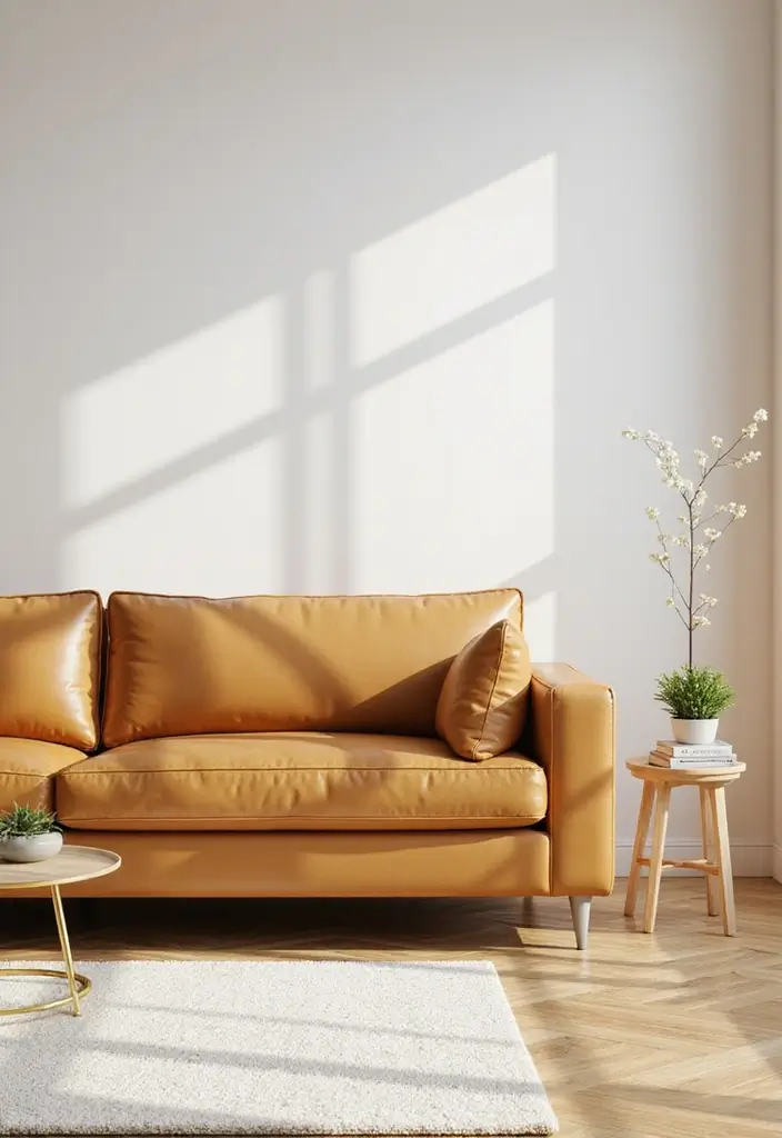 27 Tan Leather Sofa Living Room Color Schemes That Feel Rich and Inviting - 11. Light and Bright: Crisp and Cheerful