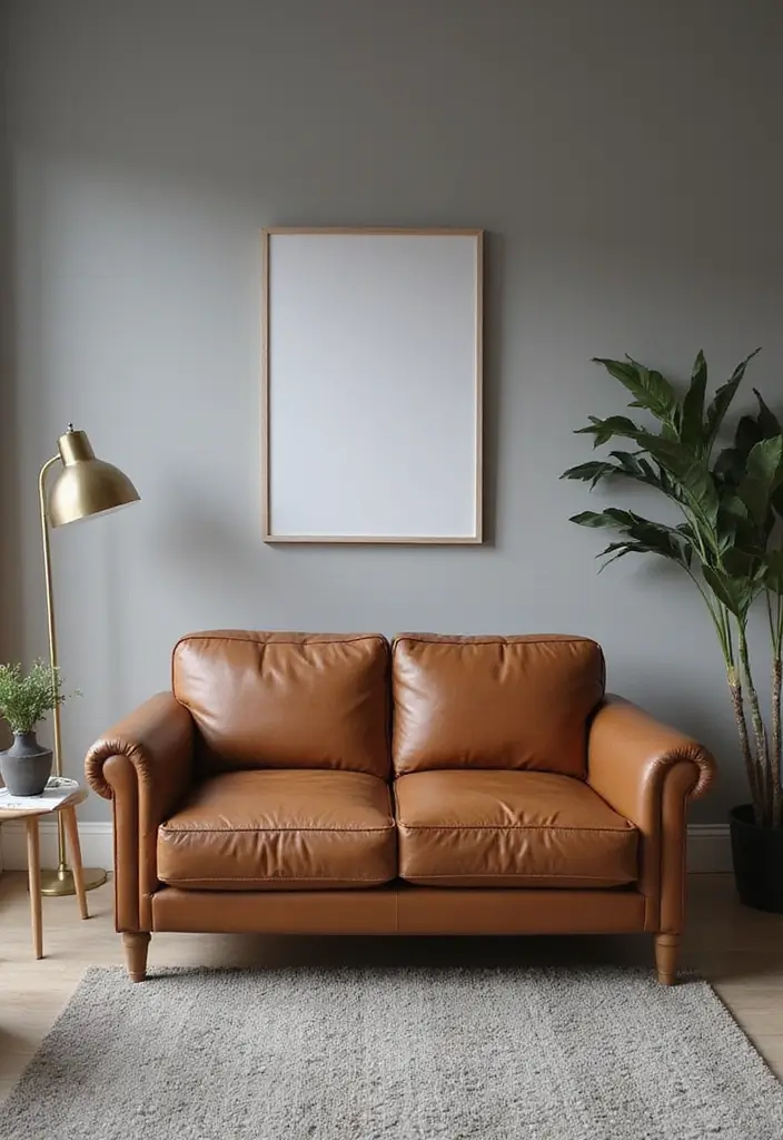 27 Tan Leather Sofa Living Room Color Schemes That Feel Rich and Inviting - 21. Chic Greys: Classy and Timeless