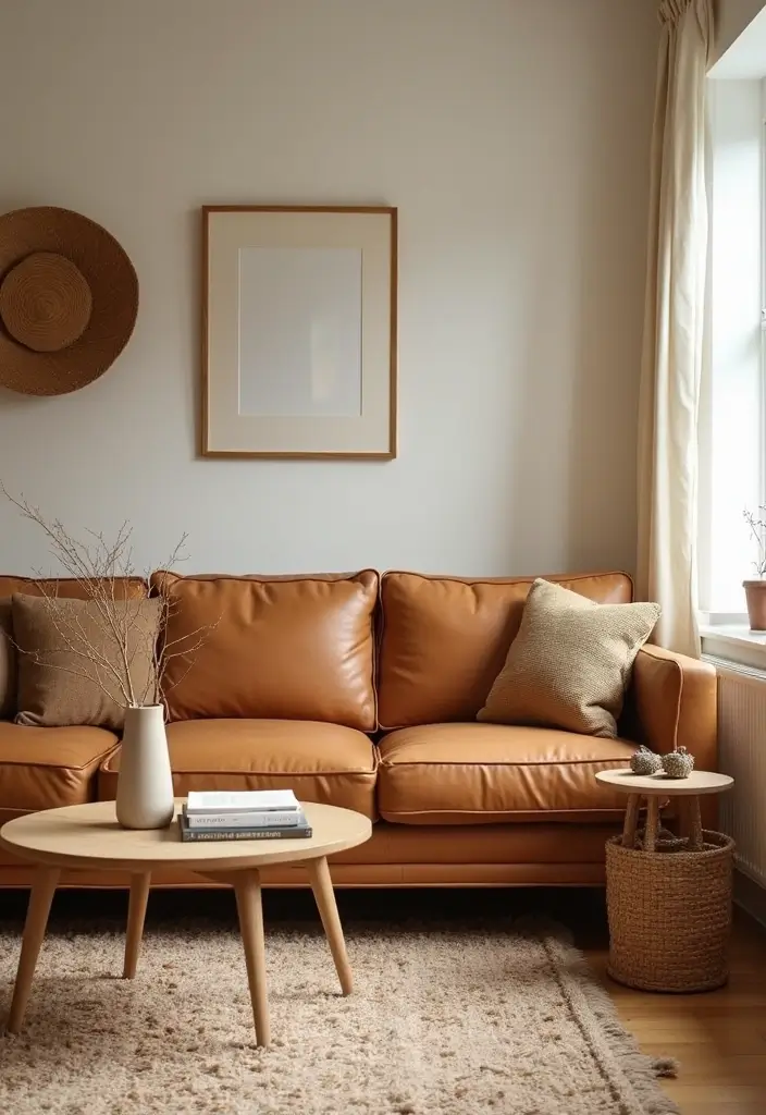 27 Tan Leather Sofa Living Room Color Schemes That Feel Rich and Inviting - 5. Warm Neutrals: Cozy and Inviting