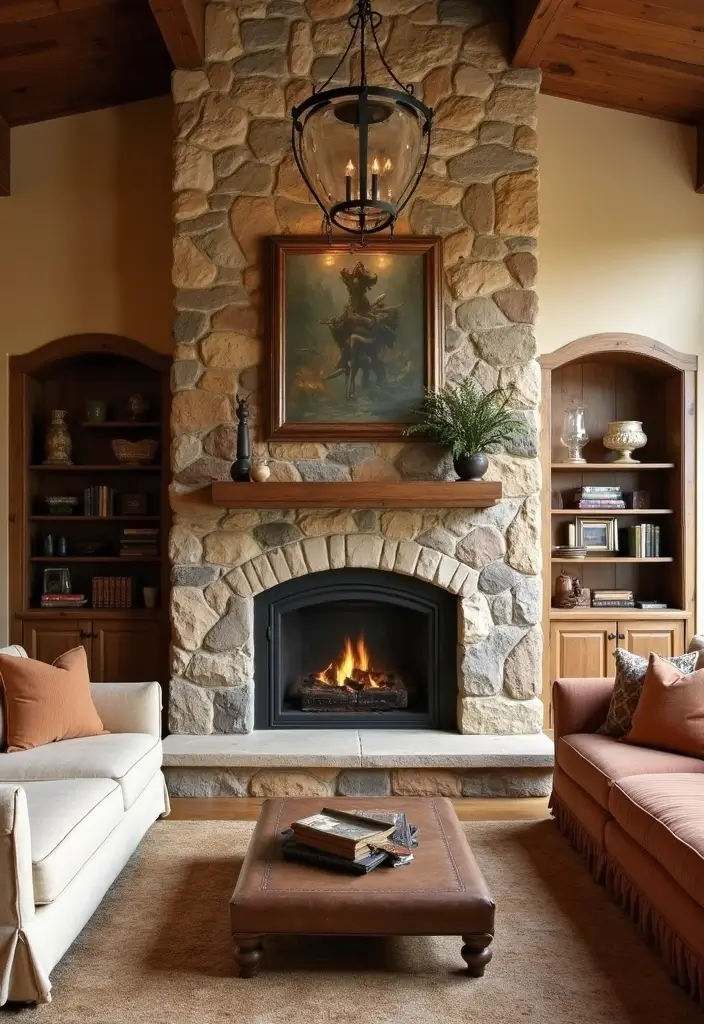 27 Tan Living Room Ideas That Feel Earthy and Inviting - 10. Incorporating Natural Stone