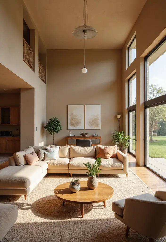 27 Tan Living Room Ideas That Feel Earthy and Inviting - 18. An Open Floor Plan