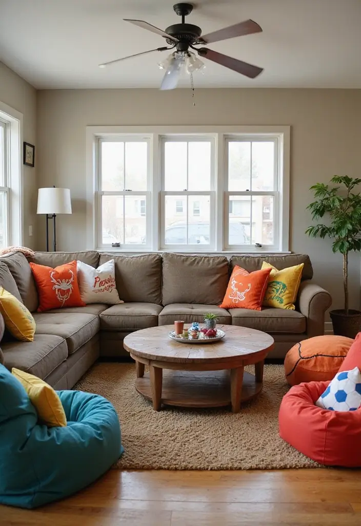 28 Boy Living Room Ideas That Feel Cool and Playful - 11. Sports-Themed Pillows